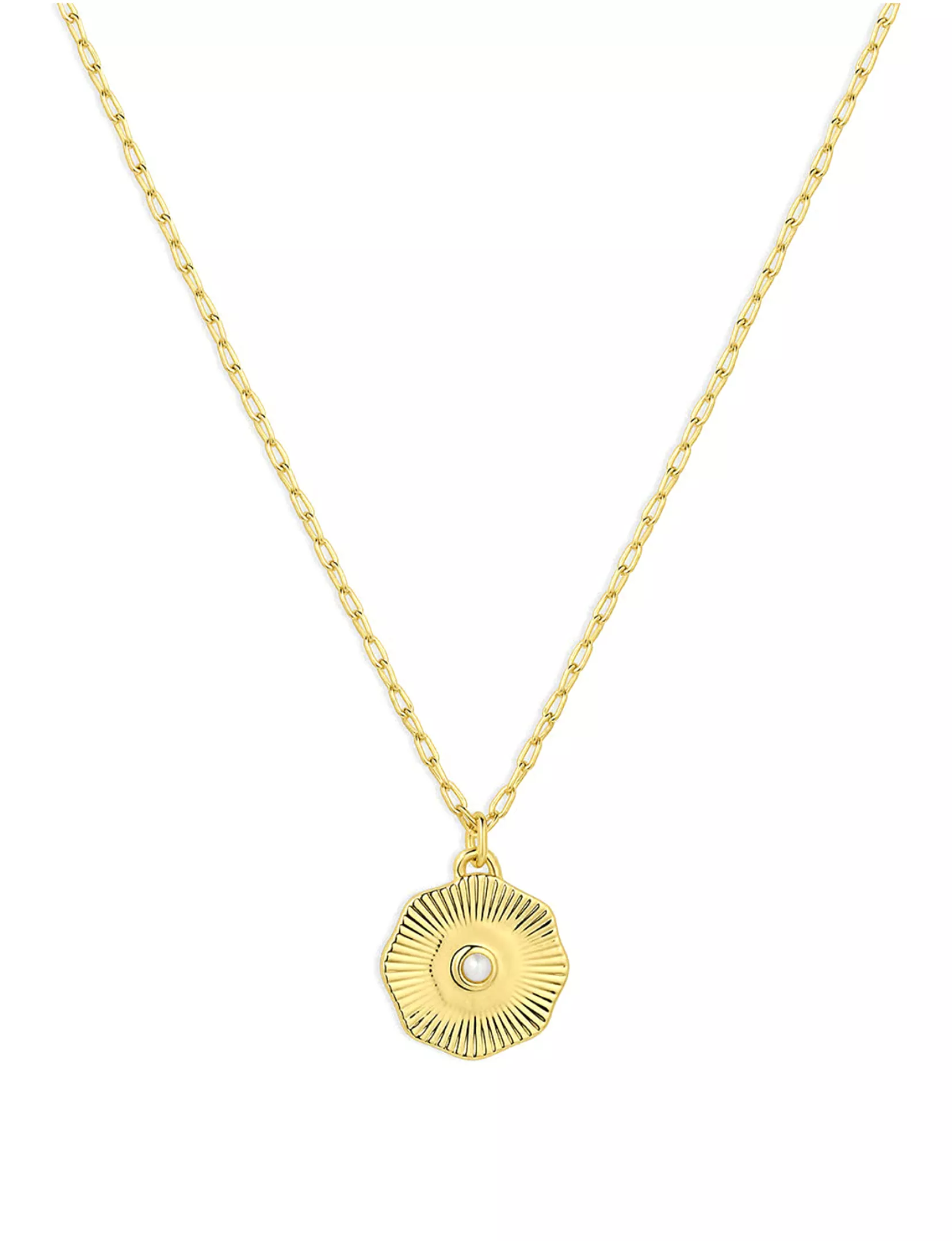 Power Birthstone Coin Necklace (June), Gold/Pearl