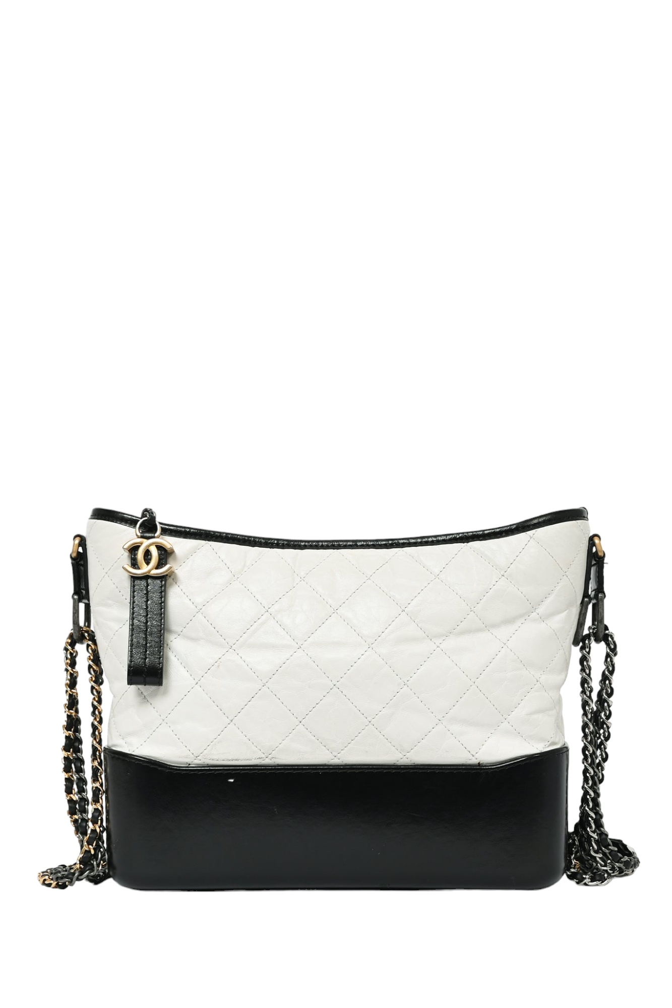 Pre-loved Chanel? 2018 Black/White Leather Gabrielle Chain Crossbody Bag