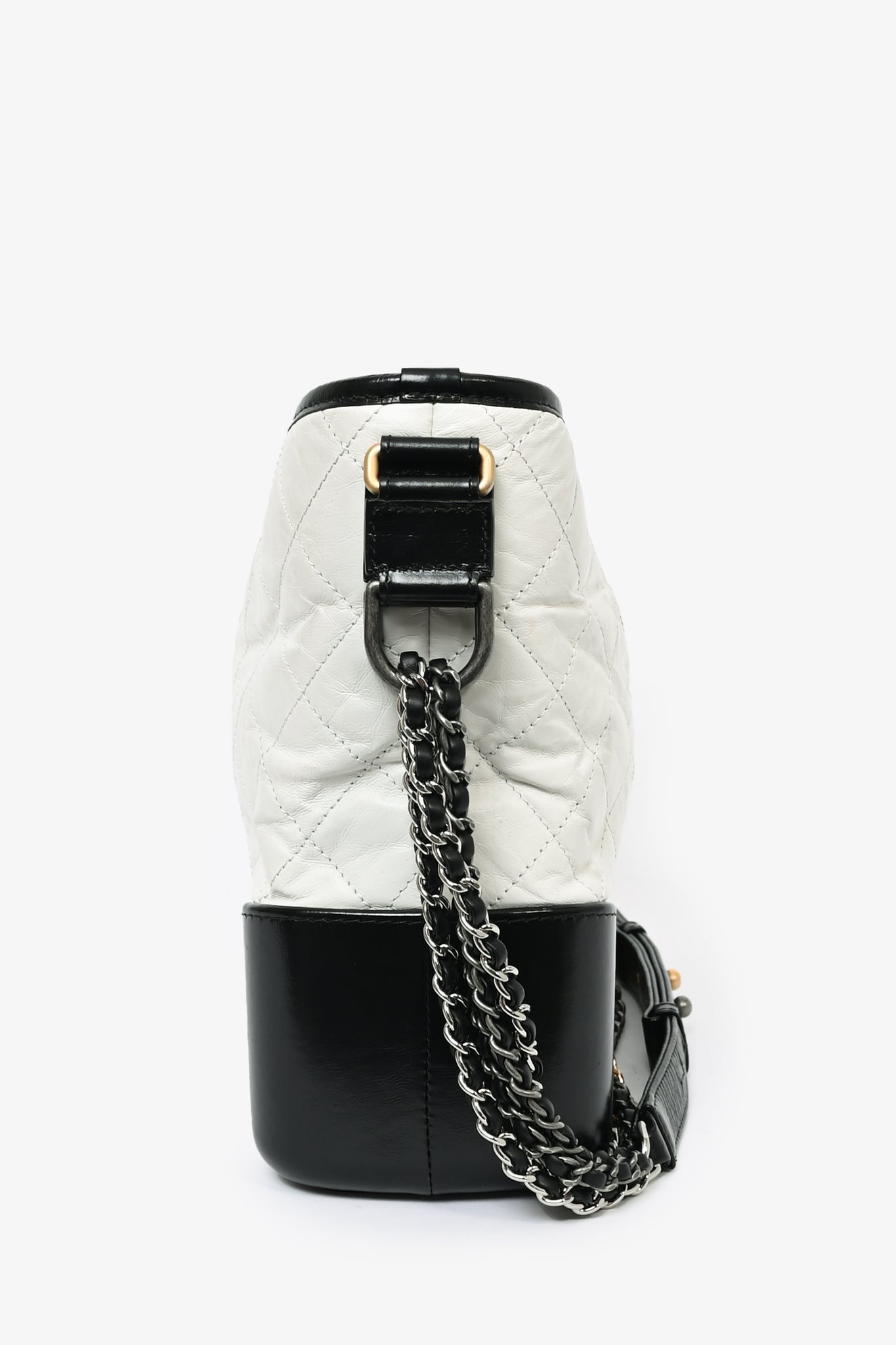 Pre-loved Chanel? 2018 Black/White Leather Gabrielle Chain Crossbody Bag