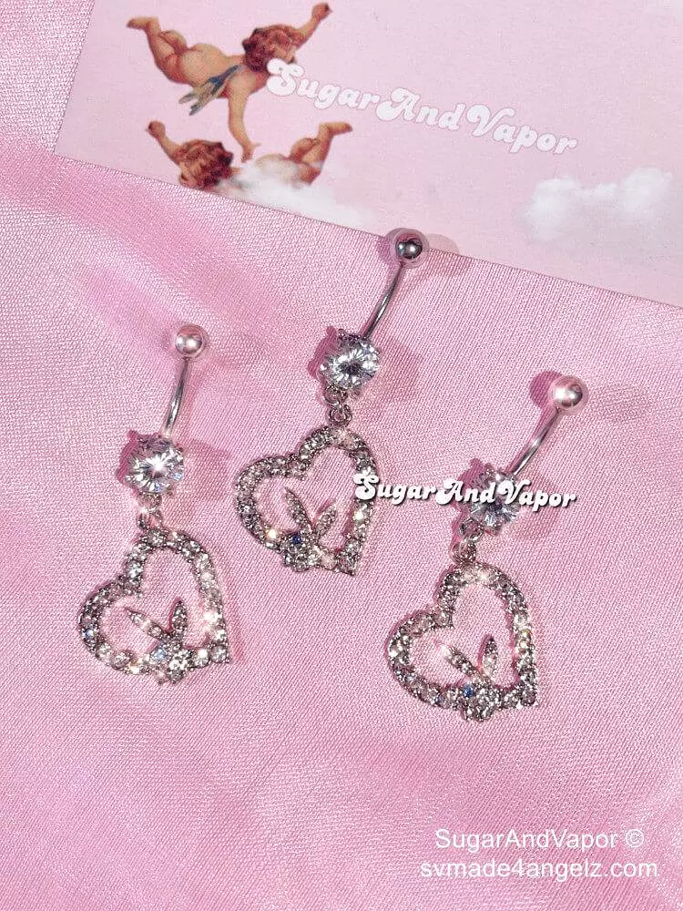 Rhinestones Heart Y2K Bunny Belly Ring