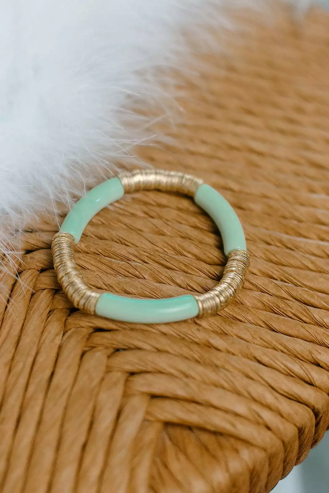 Sage & Gold Disc Bracelet