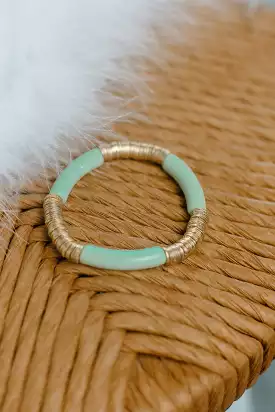 Sage & Gold Disc Bracelet