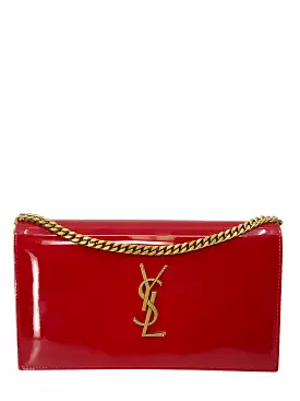 SAINT LAURENT Patent Calfskin Wallet On Chain Crossbody Bag