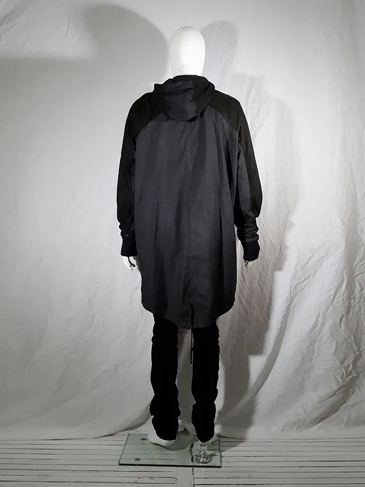 Silent by Damir Doma black parka with leather sleeves