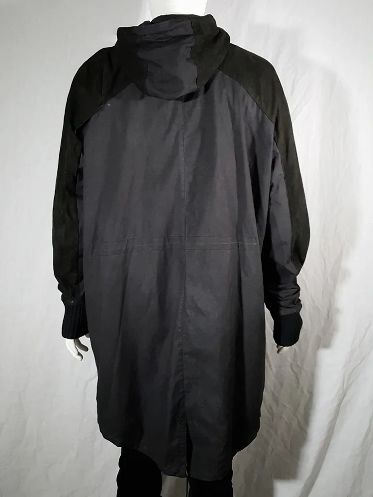 Silent by Damir Doma black parka with leather sleeves