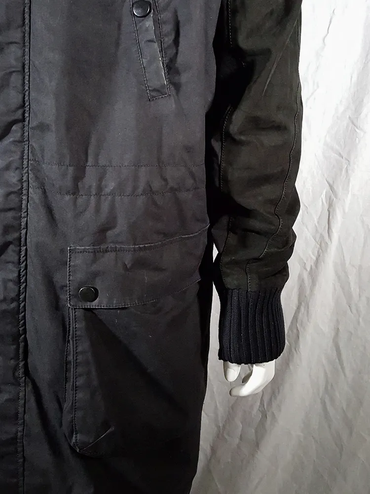 Silent by Damir Doma black parka with leather sleeves