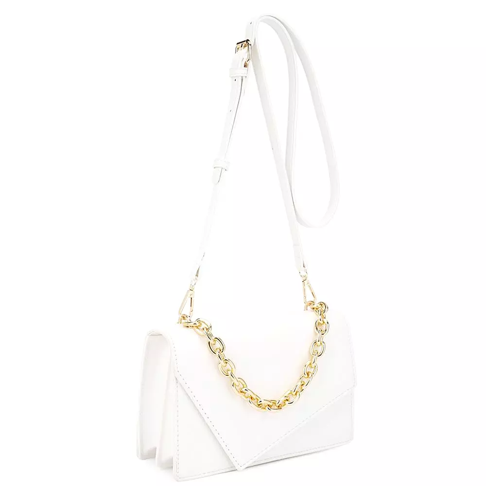 Smooth Plain Chain Link Crossbody Bag