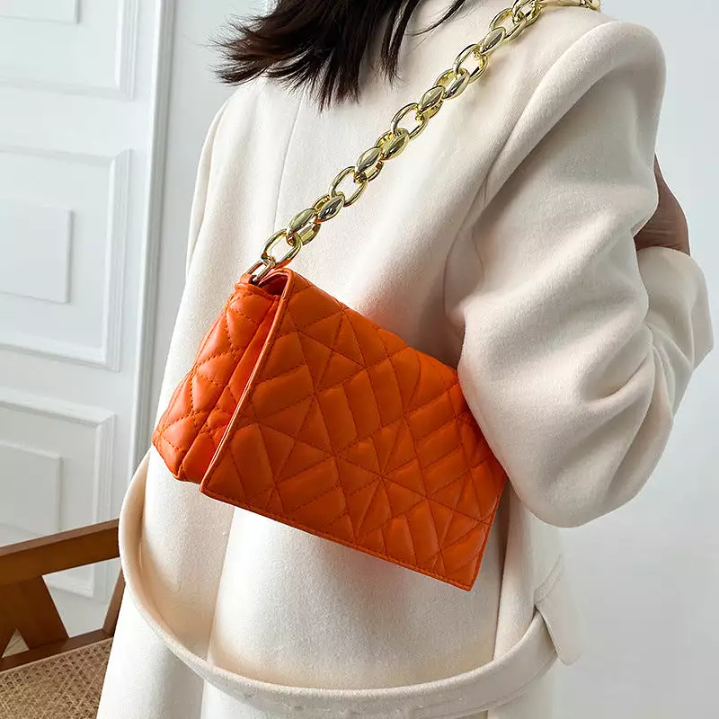 Solid Color Simple Thick Chain Women's Bag