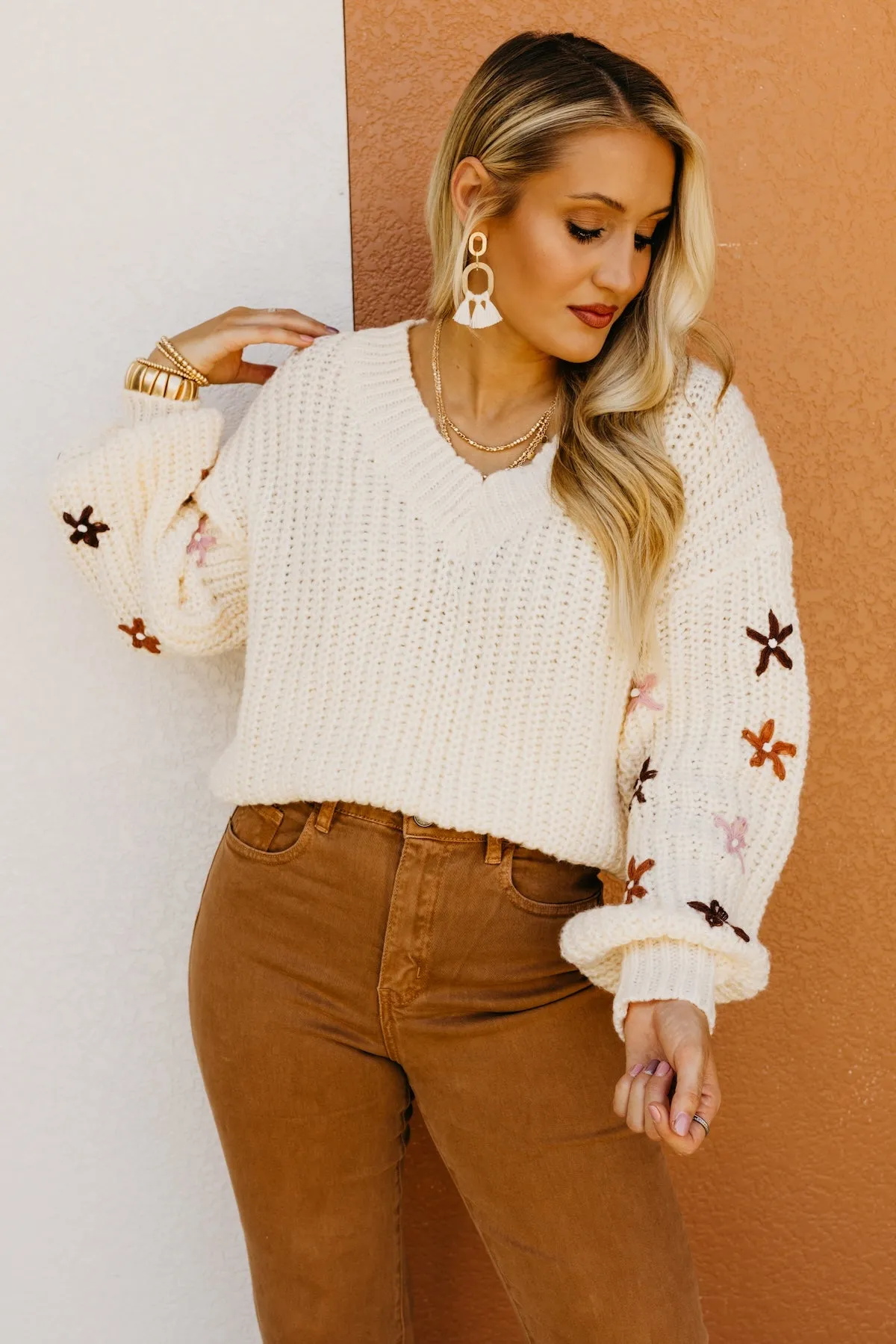 The Dario Floral Embroidered Chunky Knit Sweater