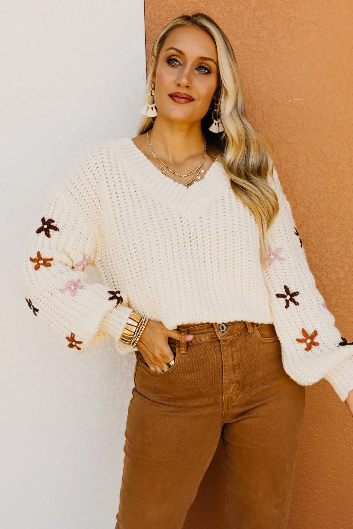 The Dario Floral Embroidered Chunky Knit Sweater