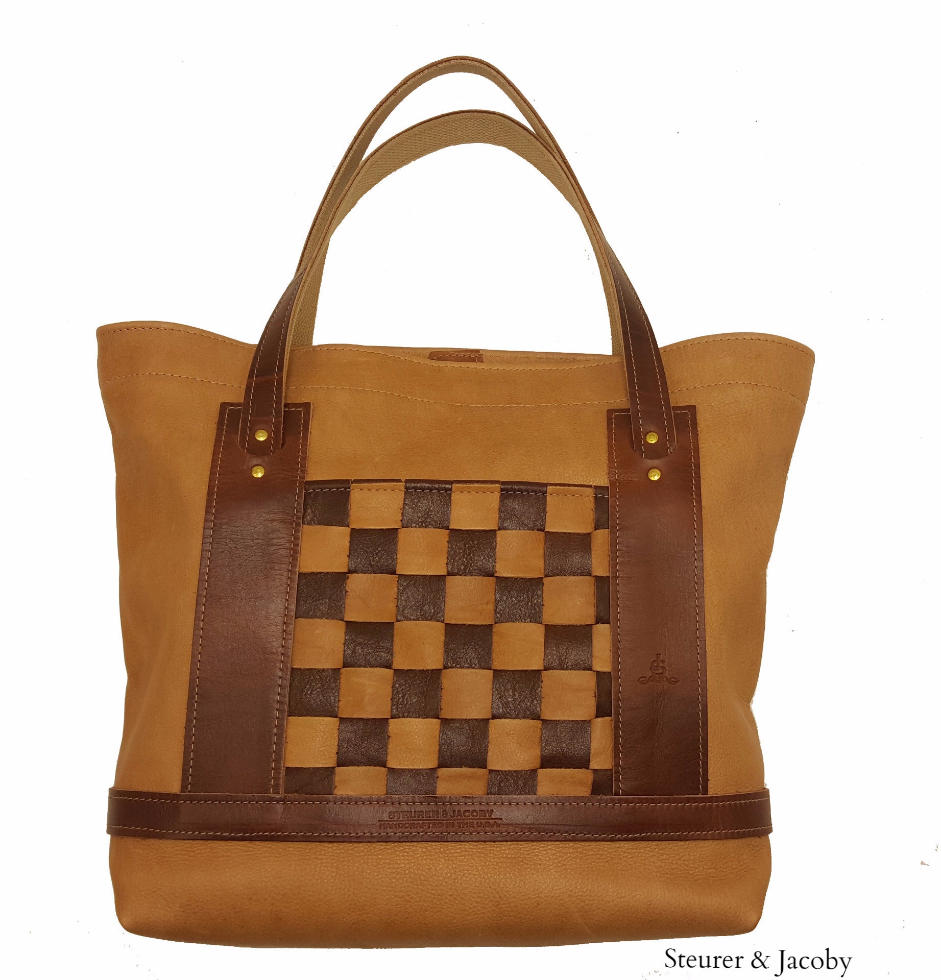 Tote Bag - Chestnut and Natural Leather