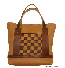 Tote Bag - Chestnut and Natural Leather