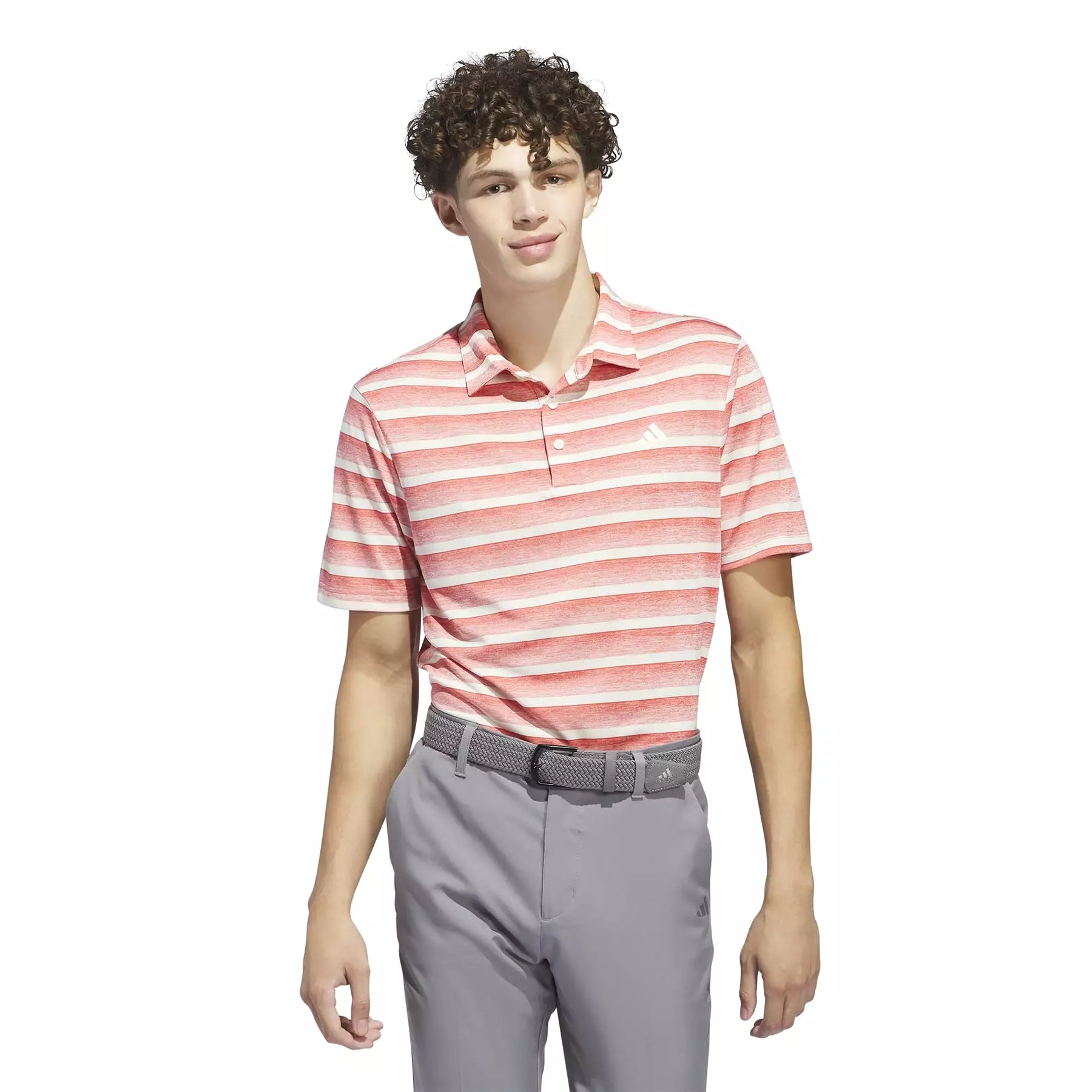 Two-Colour Stripe Regular Fit Pique Polo Pink/White - SS24