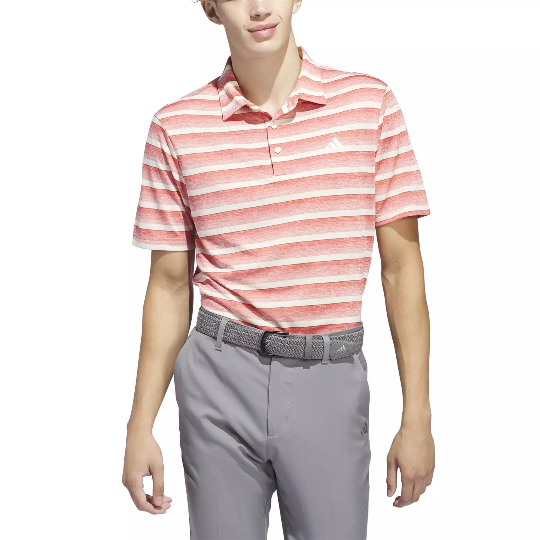 Two-Colour Stripe Regular Fit Pique Polo Pink/White - SS24