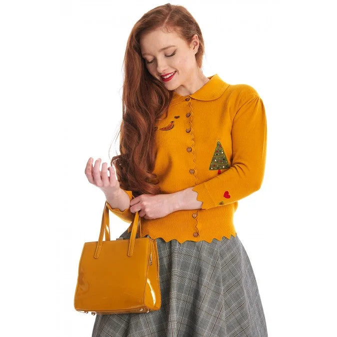 Vintage Mustard Yellow Patent Handbag