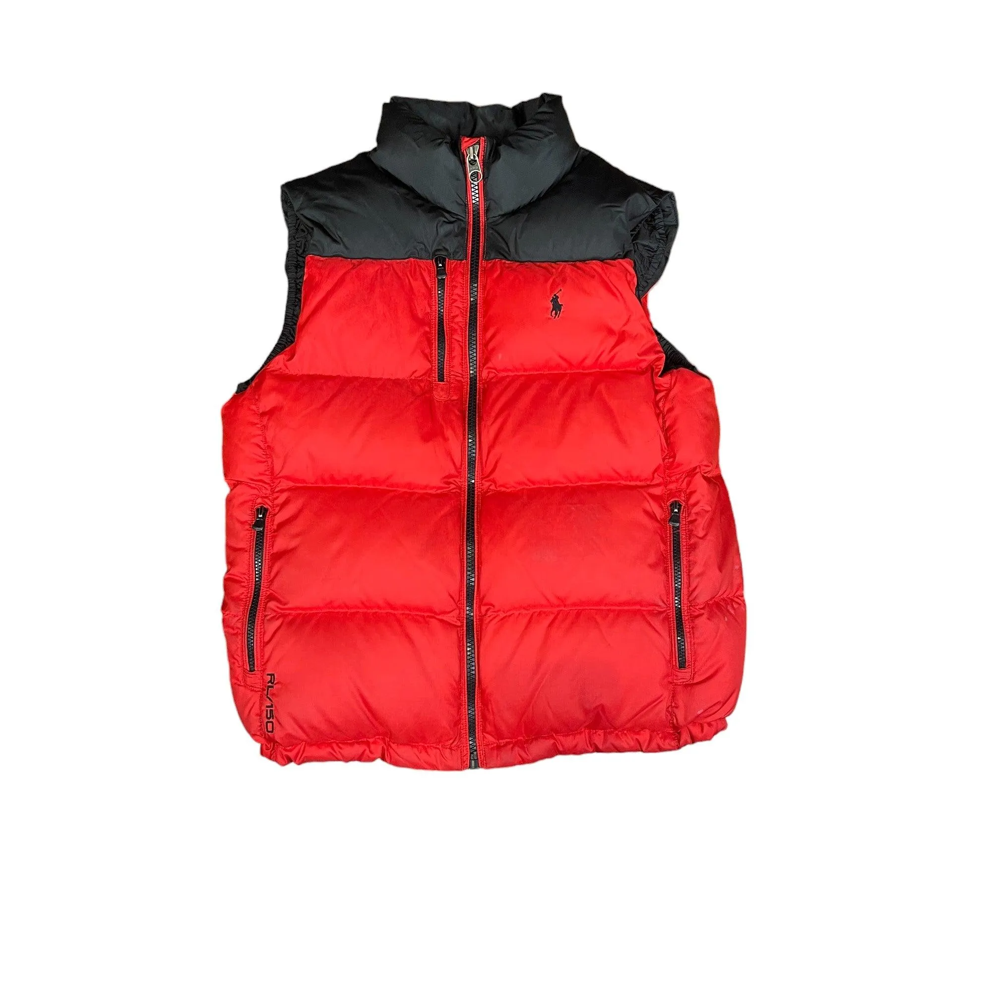 Vintage Red + Black Polo Ralph Lauren Puffer Gilet - Medium