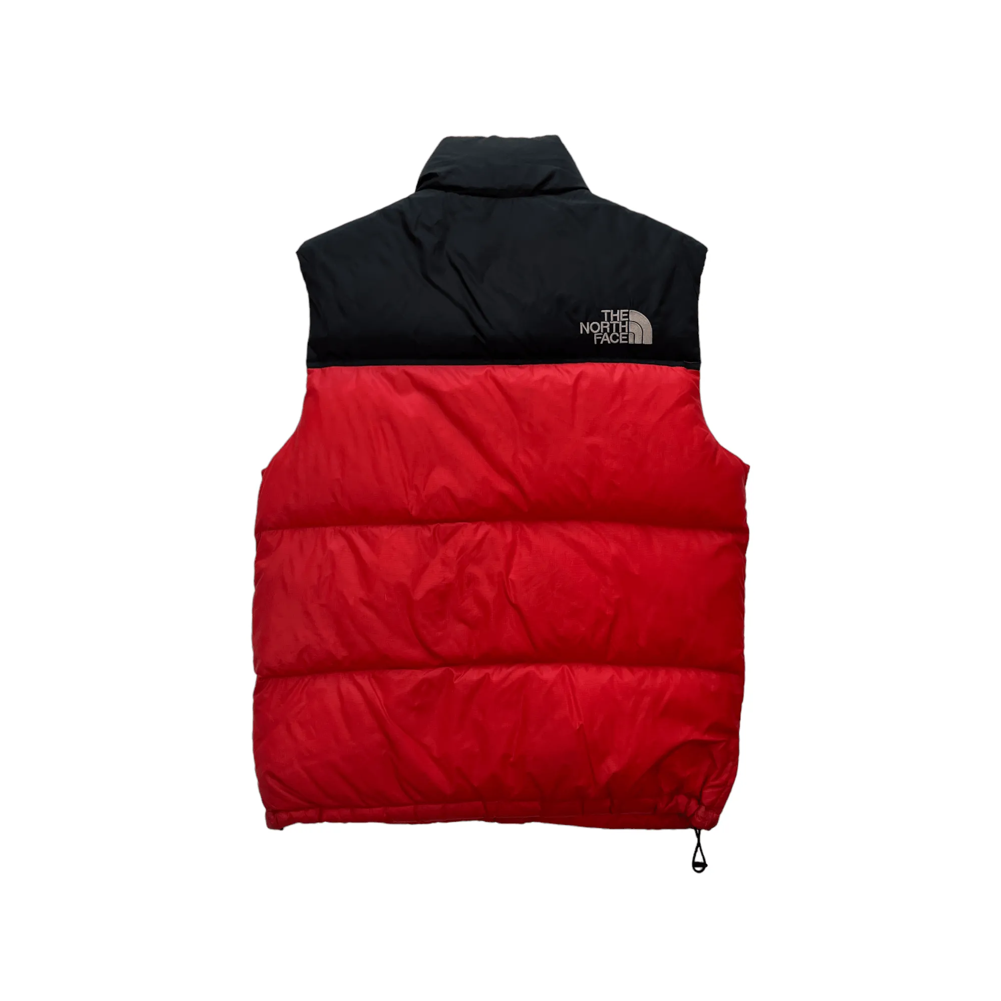 Vintage Red + Black The North Face (TNF) Puffer Gilet - Medium