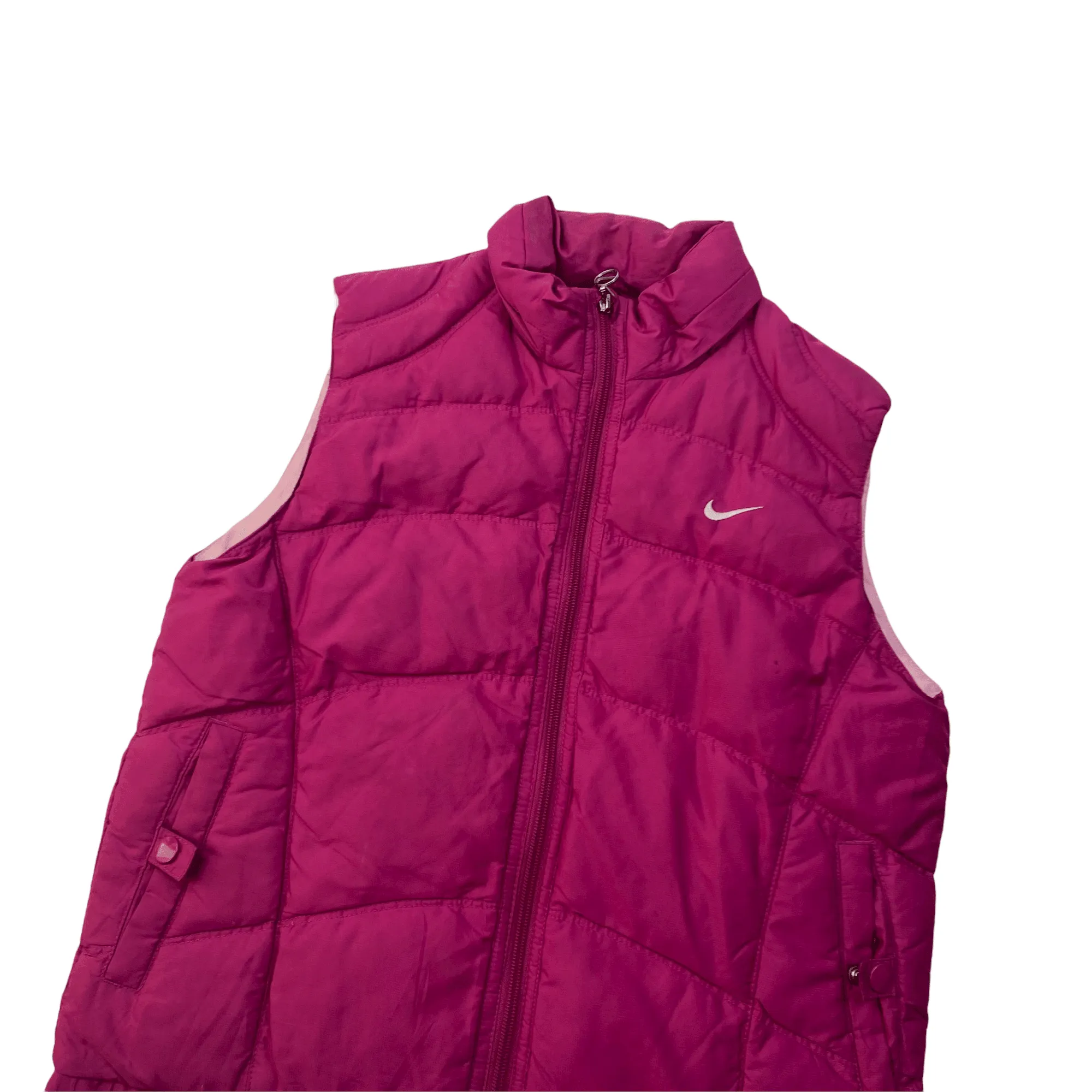 Vintage Women's Pink Nike Puffer Gilet - Large