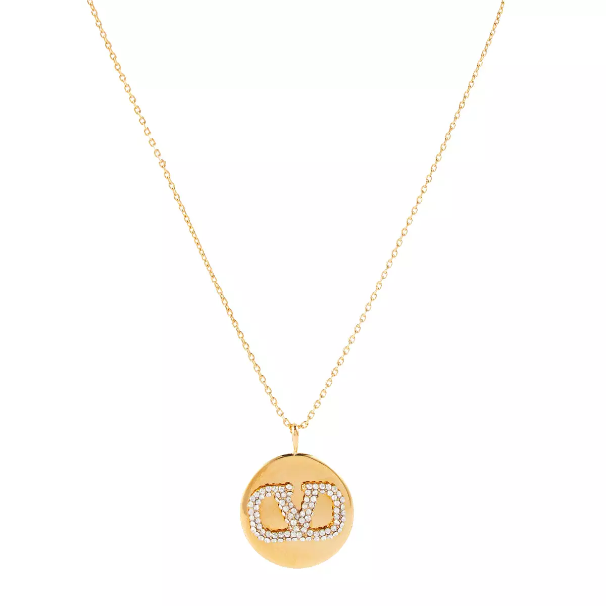 VLOGO Round Emblem Necklace, Gold