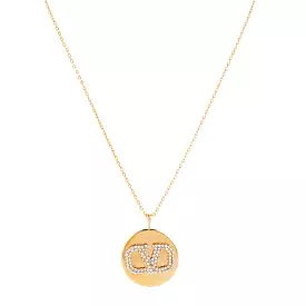 VLOGO Round Emblem Necklace, Gold