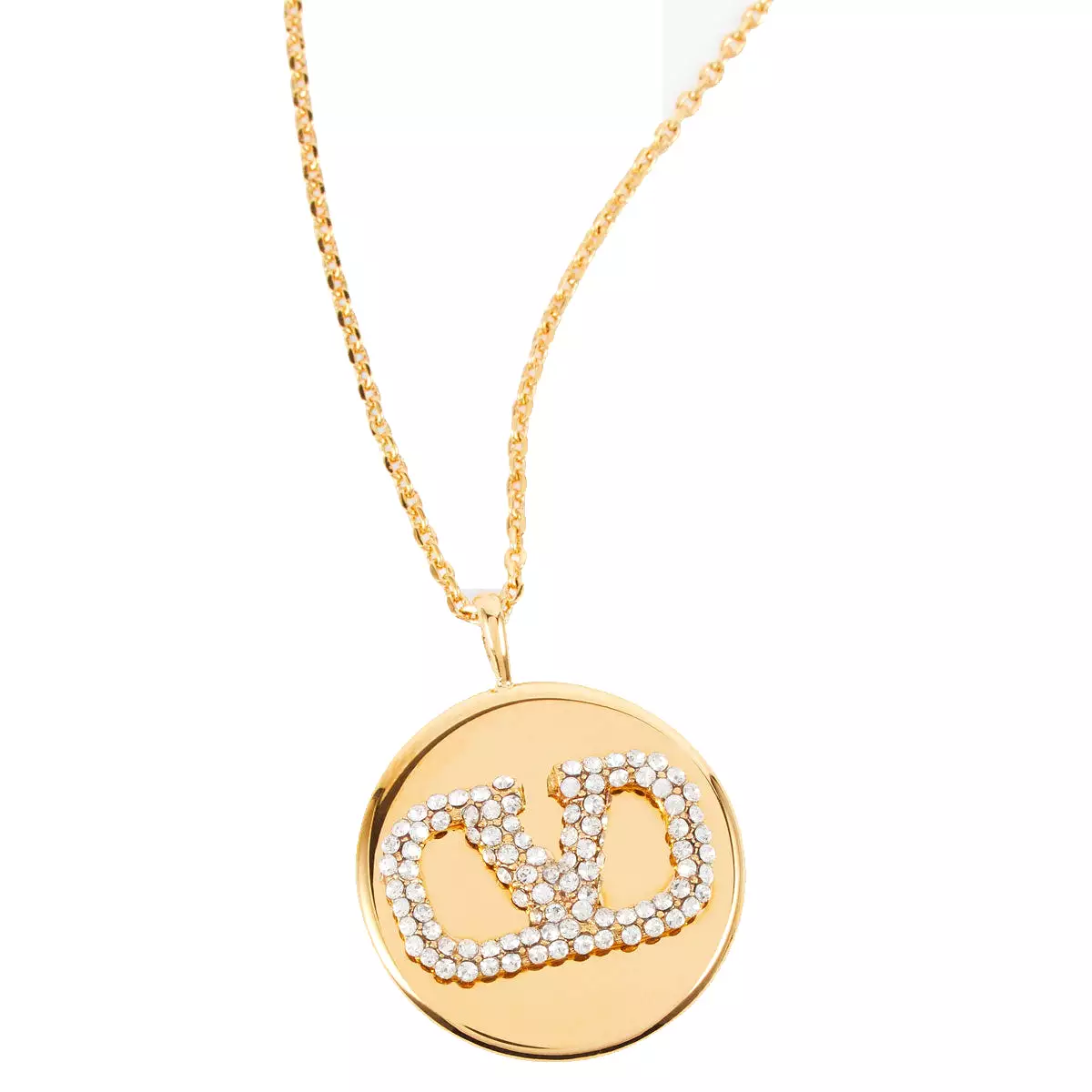 VLOGO Round Emblem Necklace, Gold