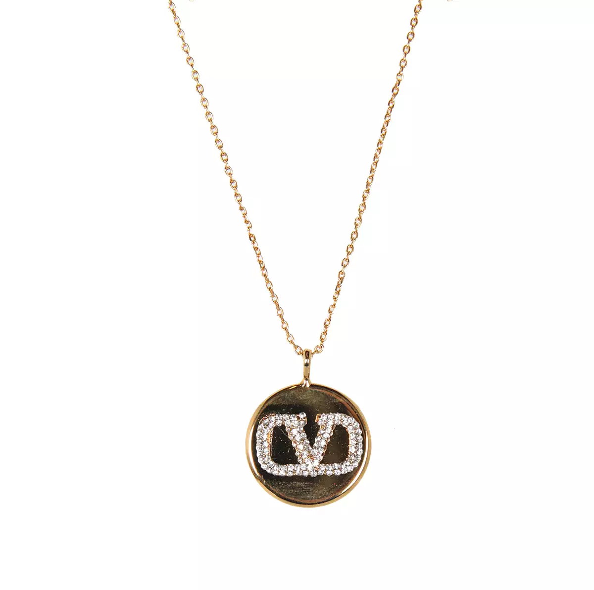 VLOGO Round Emblem Necklace, Gold