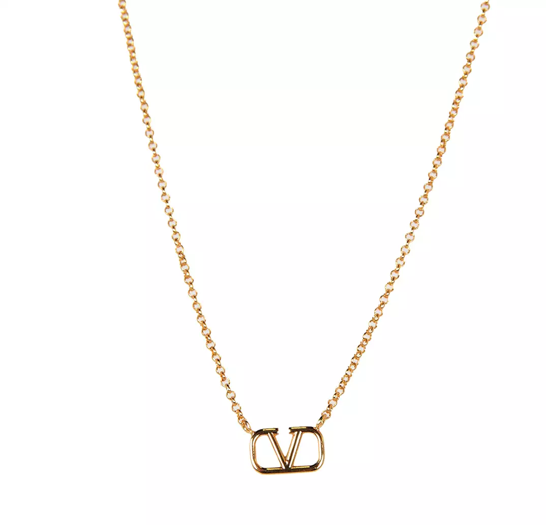 VLogo Signature Metal Necklace, Gold