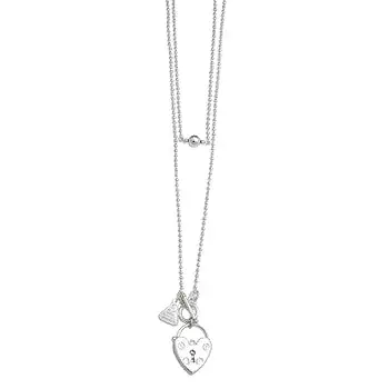 Von Treskow Sterling Silver Ball Chain Heart Padlock Necklace