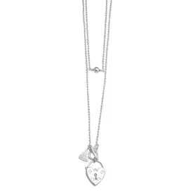 Von Treskow Sterling Silver Ball Chain Heart Padlock Necklace