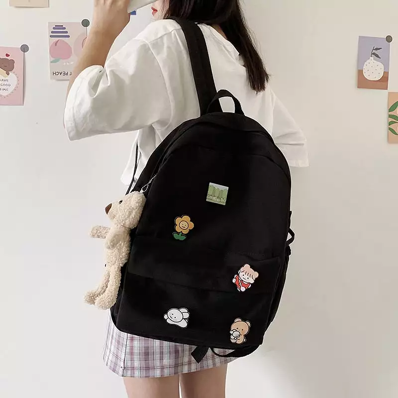 Women Nylon Cute   Women Backpack Bear Female Student College School Bag