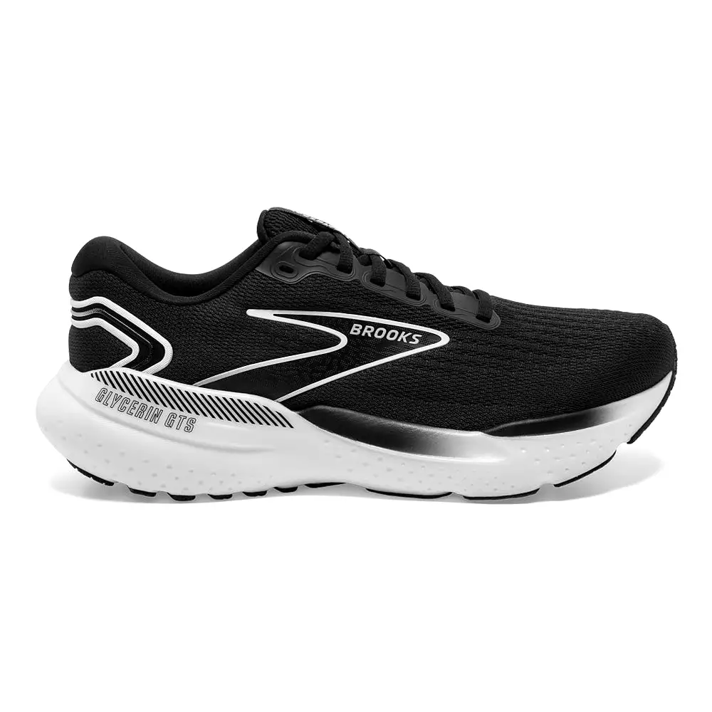 Women's Brooks Glycerin GTS 21, Black/Grey/White, 10.5 B Medium