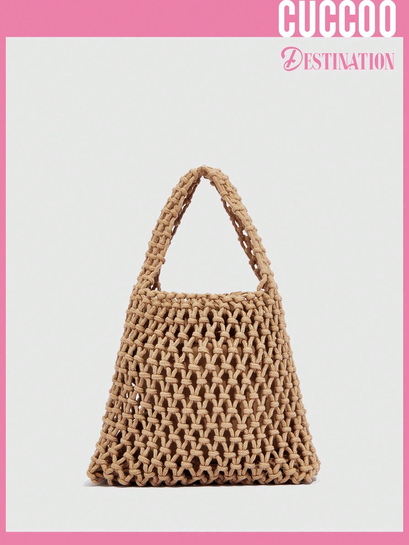 Women's Mini Crochet Bag Hollow Out Design Brown Versatile Vacation