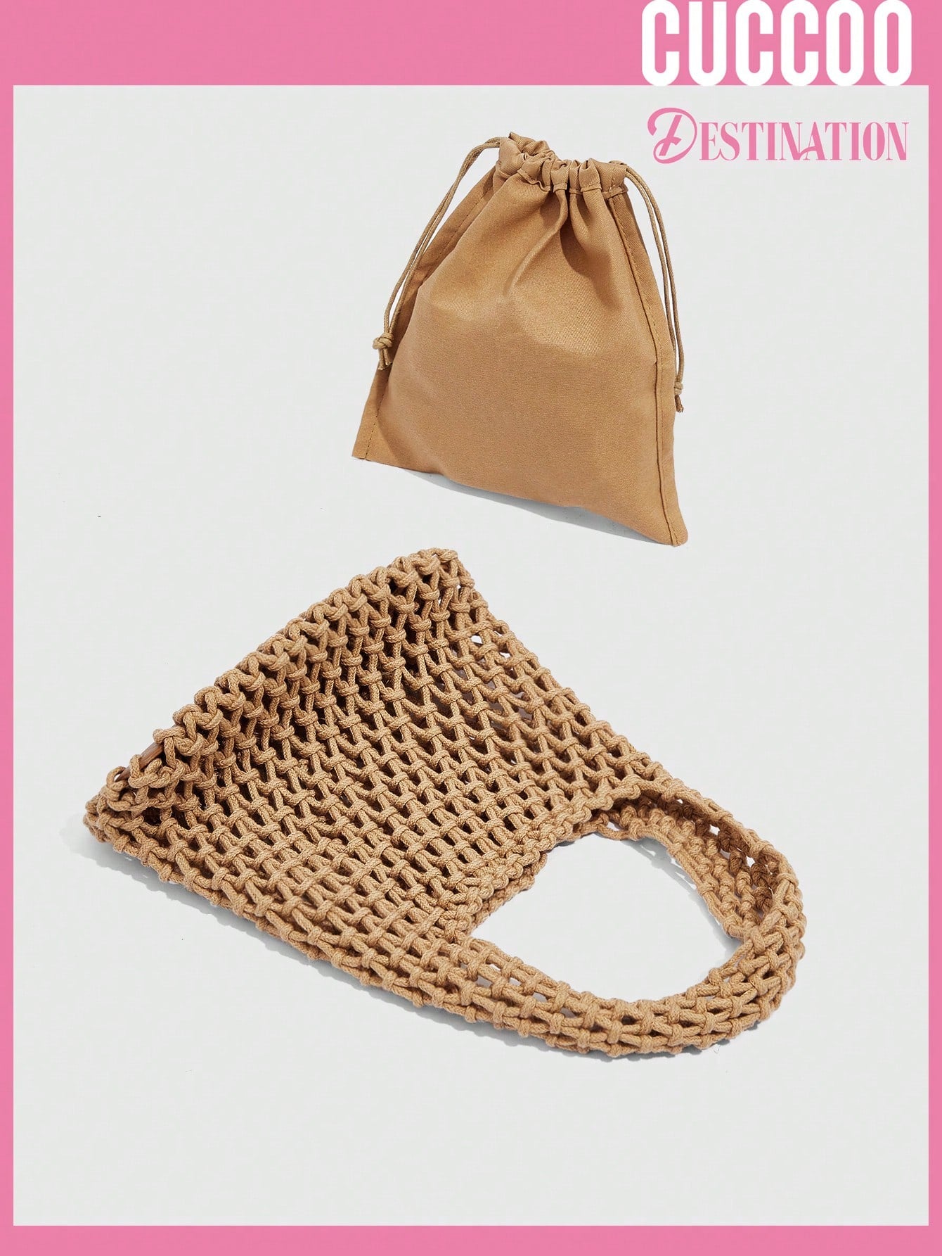 Women's Mini Crochet Bag Hollow Out Design Brown Versatile Vacation