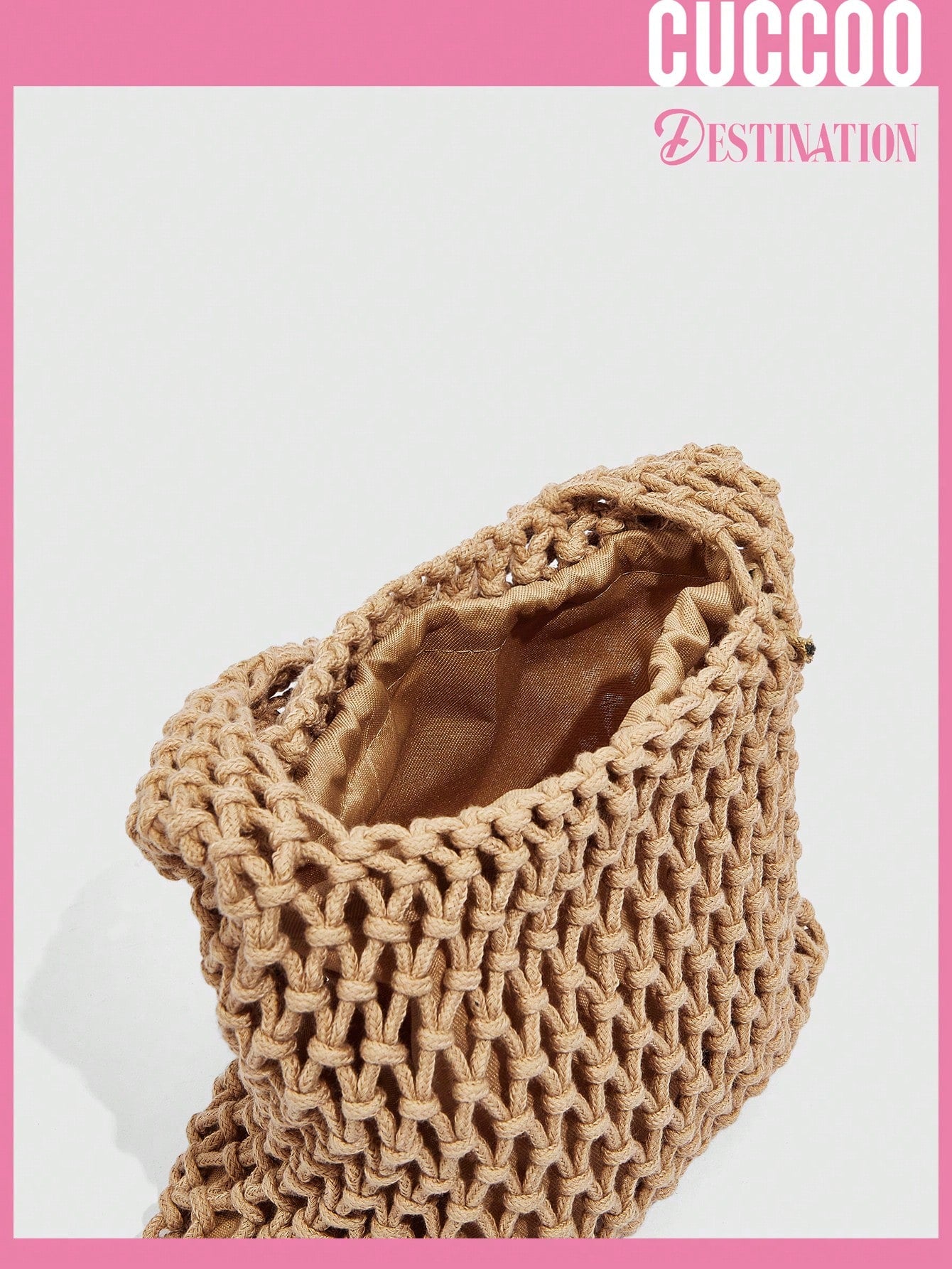 Women's Mini Crochet Bag Hollow Out Design Brown Versatile Vacation