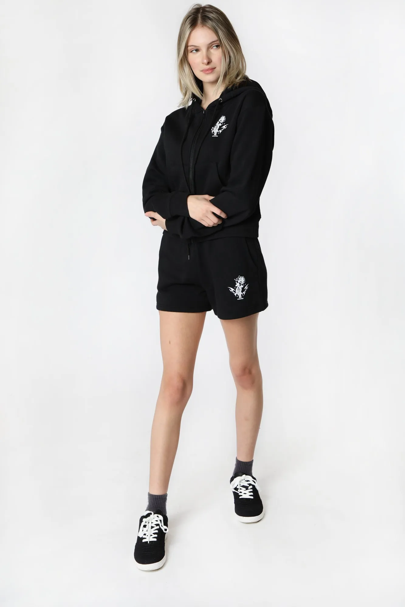 Womens Sovrn Voices Black Basic Fleece Shorts