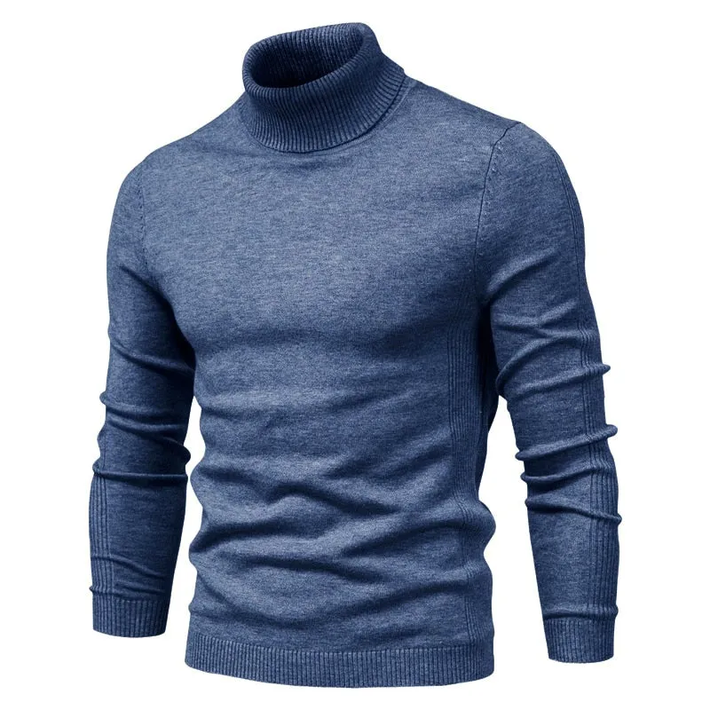 Xituodai New Winter Turtleneck Thick Mens Sweaters Casual Turtle Neck Solid Color Quality Warm Slim Turtleneck Sweaters Pullover