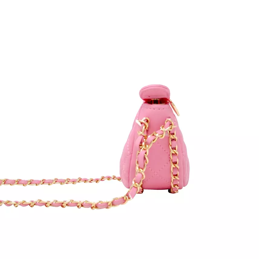 Zomi Gems Tiny Quilted Chain Wrapped Hobo Bag - Pink