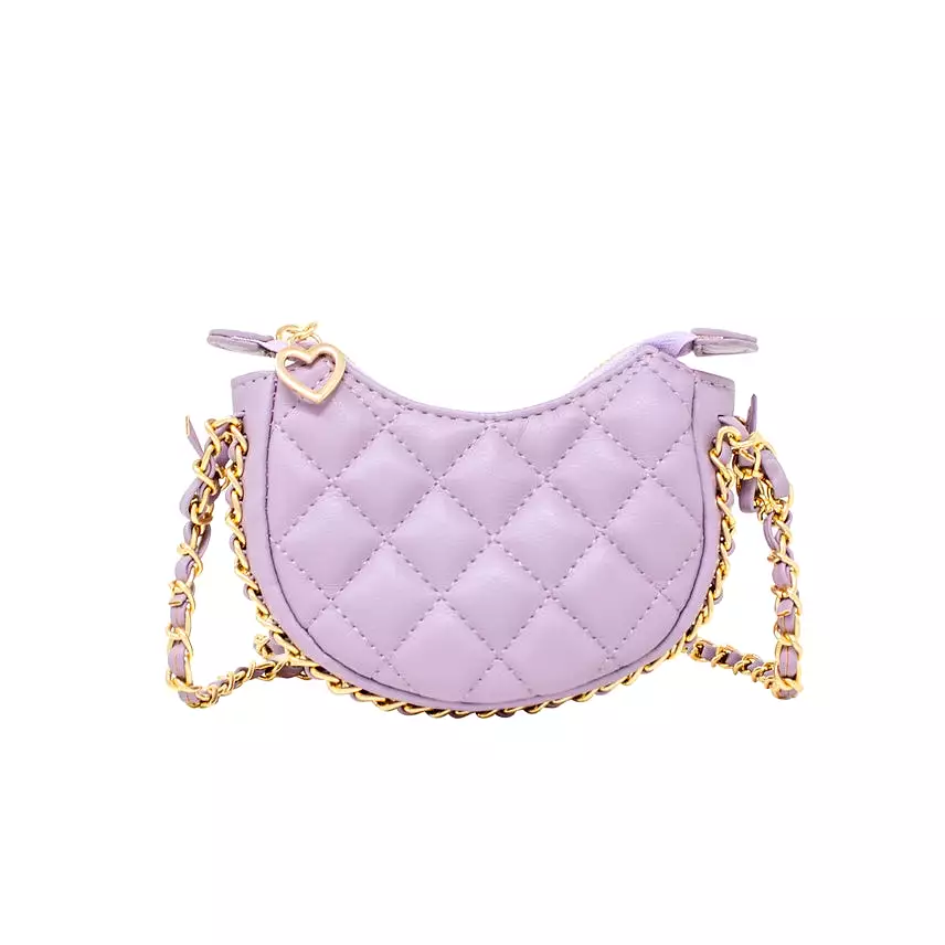 Zomi Gems Tiny Quilted Chain Wrapped Hobo Bag - Purple